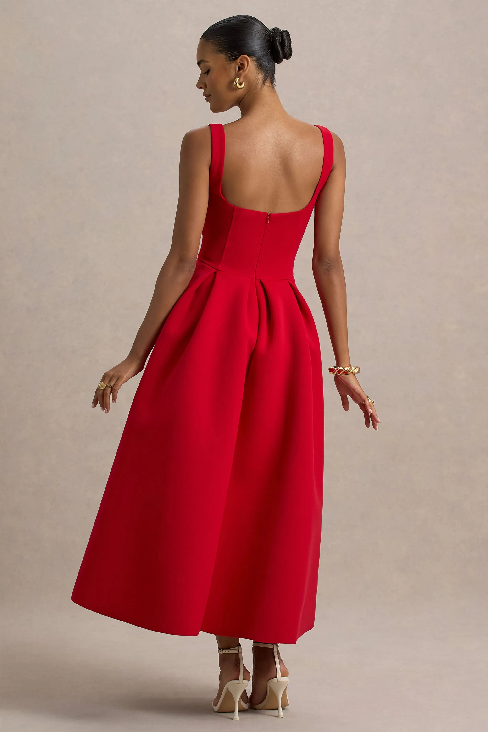 Rosemary | Red Sweetheart Midi Dress With Drop Waist sold by Club L London product image thumbnail 2
