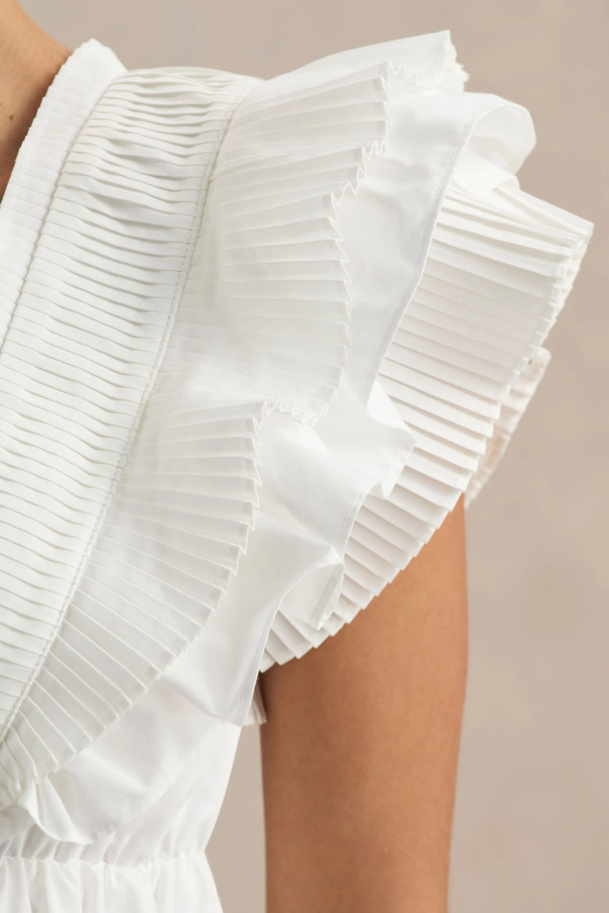 Judie | White Poplin V-Neck Ruffled Mini Dress sold by Club L London product image thumbnail 3