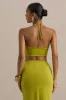 Alani | Green Halter Neck Ruched Bandeau Top sold by Club L London