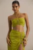 Alani | Green Halter Neck Ruched Bandeau Top sold by Club L London