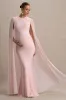 Currant | Pink High-Neck Maternity Maxi Dress With Cape sold by Club L London
