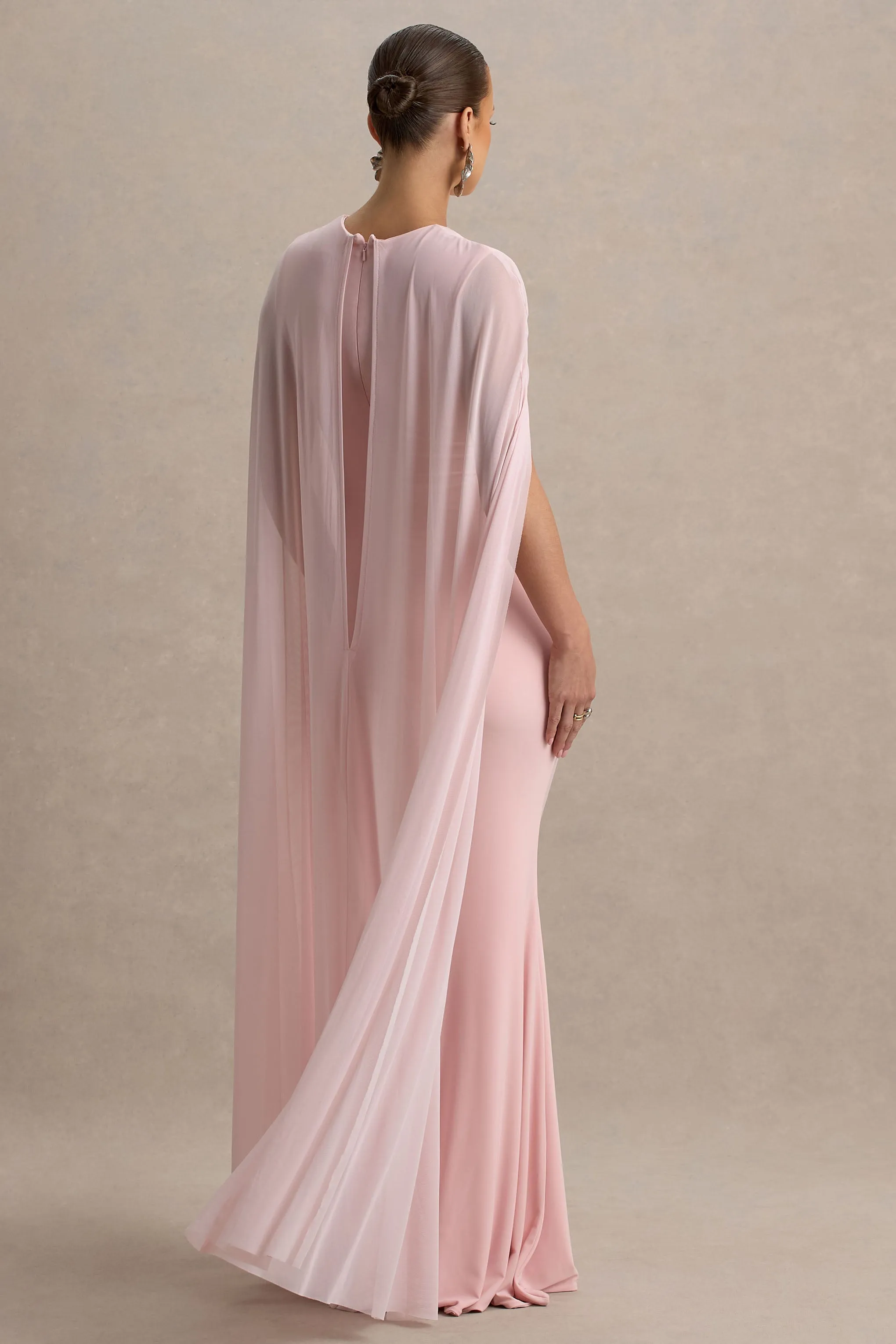 Currant | Pink High-Neck Maternity Maxi Dress With Cape sold by Club L London product image thumbnail 2