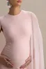 Currant | Pink High-Neck Maternity Maxi Dress With Cape sold by Club L London