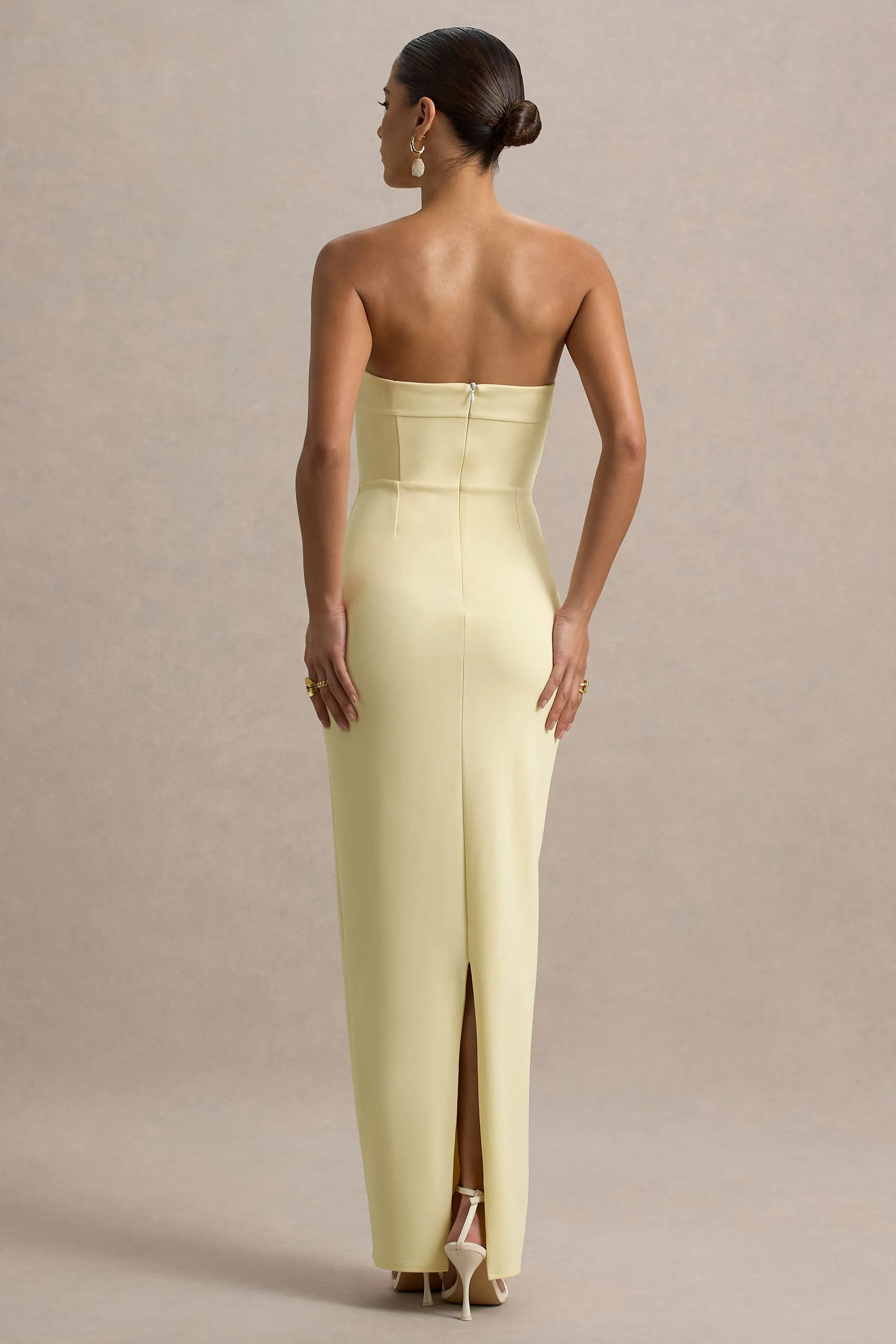 Hallie | Lemon Bandeau Maxi Dress With Bow Detail sold by Club L London product image thumbnail 2