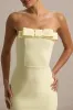 Hallie | Lemon Bandeau Maxi Dress With Bow Detail sold by Club L London