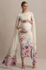 Providence | Light Pink Floral Print High-Neck Maternity Midi Dress With Cape Sleeves sold by Club L London