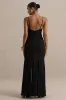 Virtue | Black Cowl-Neck Fishtail Maxi Dress With Split sold by Club L London
