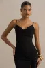 Virtue | Black Cowl-Neck Fishtail Maxi Dress With Split sold by Club L London