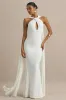 Rhoda | White Twist Halter-Neck Cape Maxi Dress sold by Club L London