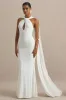 Rhoda | White Twist Halter-Neck Cape Maxi Dress sold by Club L London