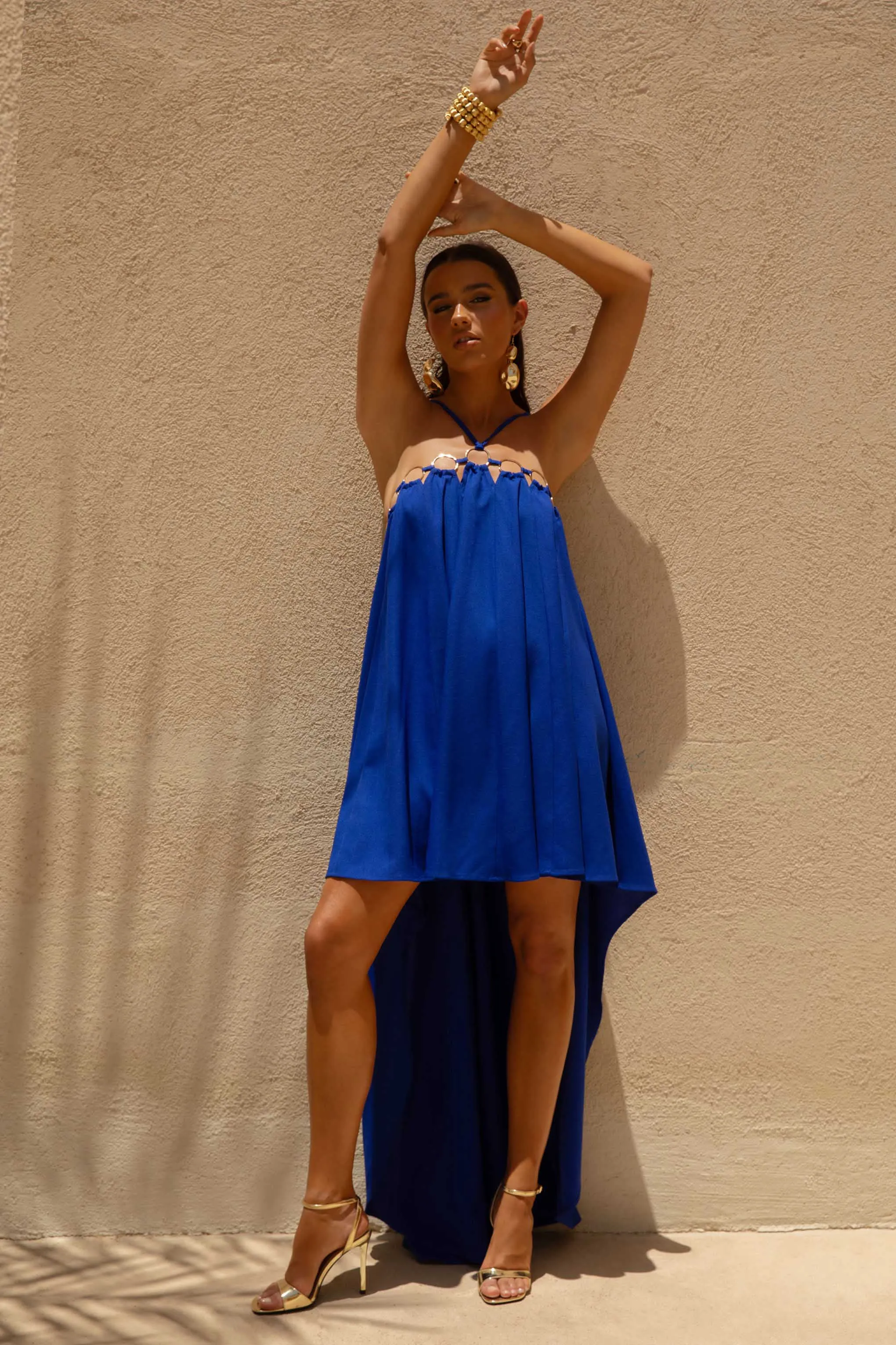Amiya | Blue A-Line Maxi Dress with Cut-Out Details sold by Club L London