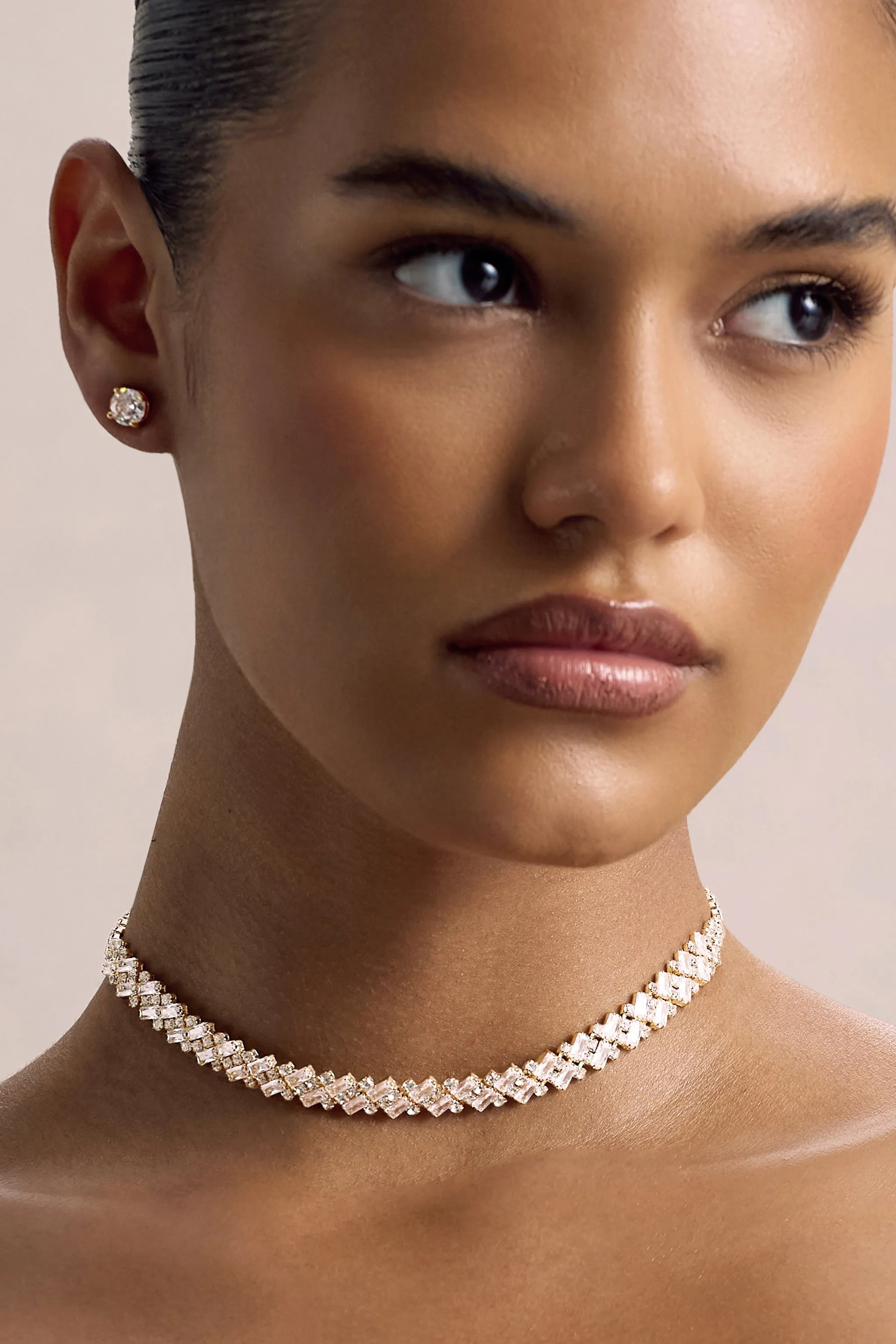 Ollie | Gold Diamante Necklace sold by Club L London product image thumbnail 3