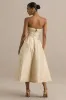 Hypnotic | Gold Jacquard Bandeau Midi Dress sold by Club L London