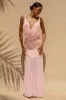 Meggie | Pink Plunge-Neck Twisted Maxi Dress With Chiffon Skirt sold by Club L London