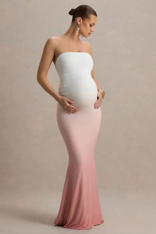 Sharnie | Pink Ombre Strapless Maternity Maxi Dress sold by Club L London