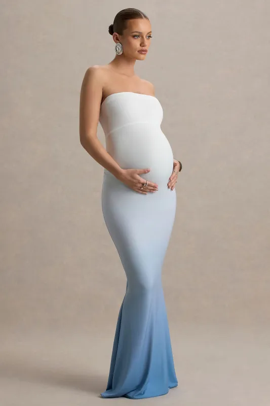 Sharnie | Blue Ombre Strapless Maternity Maxi Dress sold by Club L London