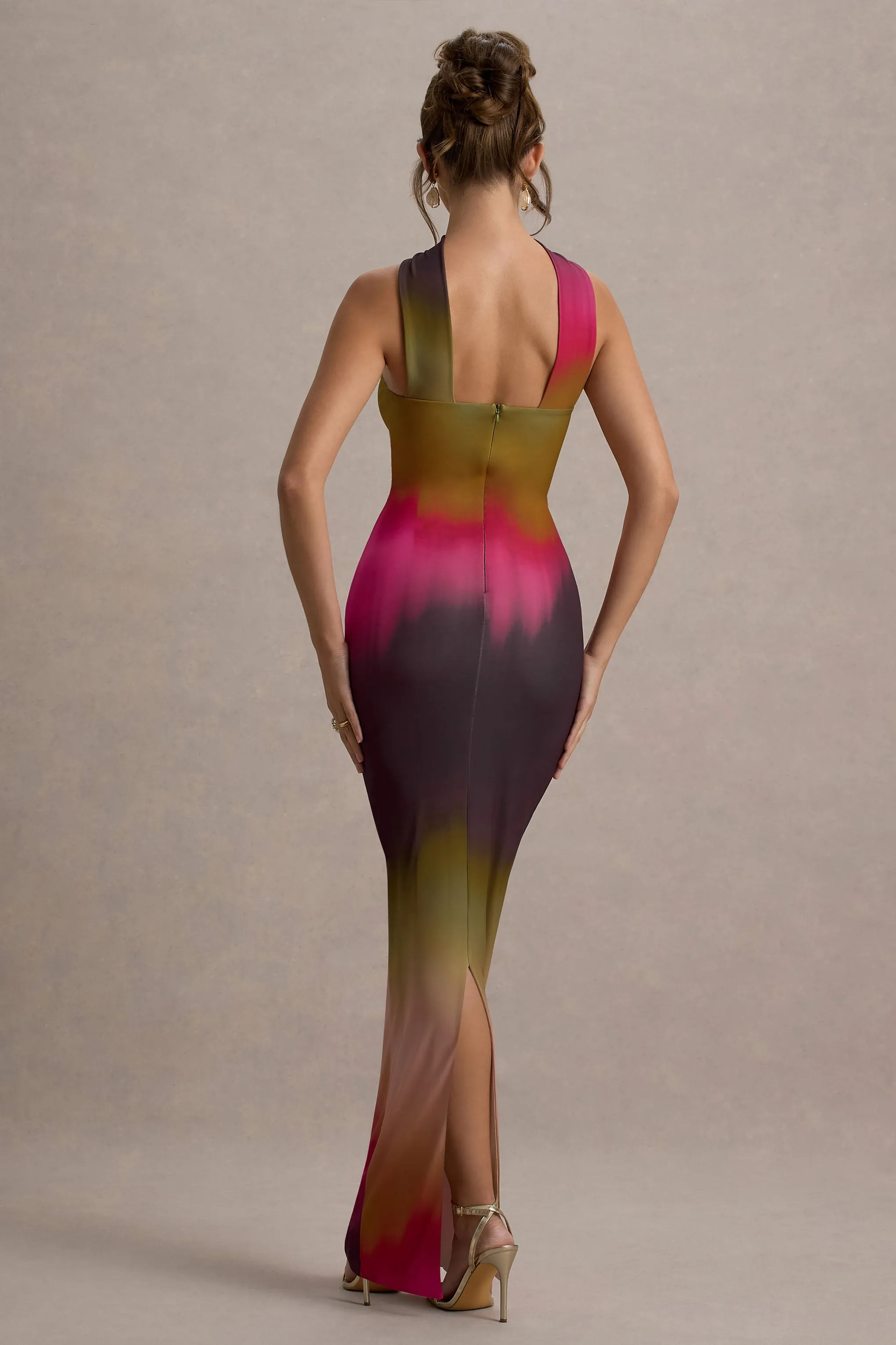 Nobu | Ombre Print Bandeau Maxi Dress With Halter-Collar sold by Club L London product image thumbnail 2