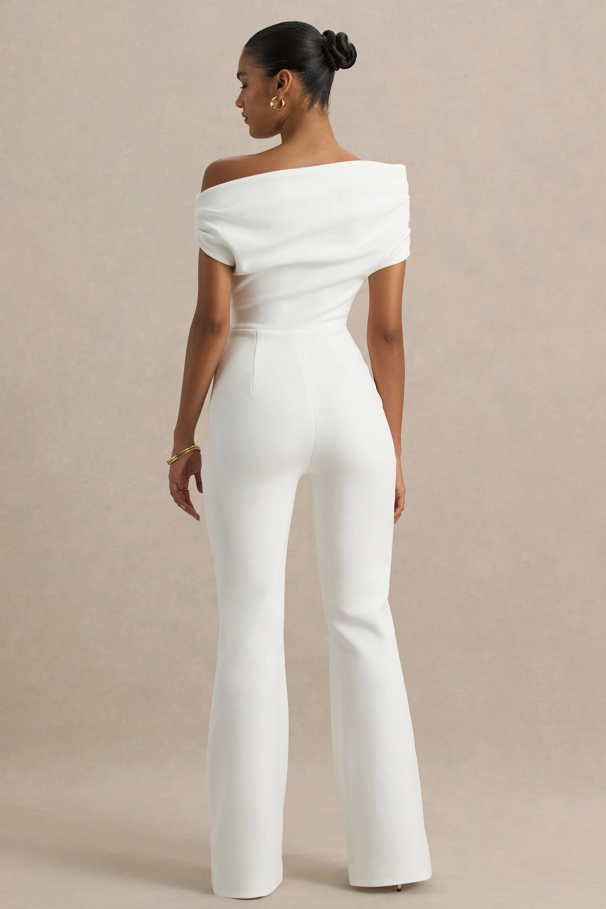 Alexandra | White Asymmetric Draped Jumpsuit sold by Club L London product image thumbnail 2