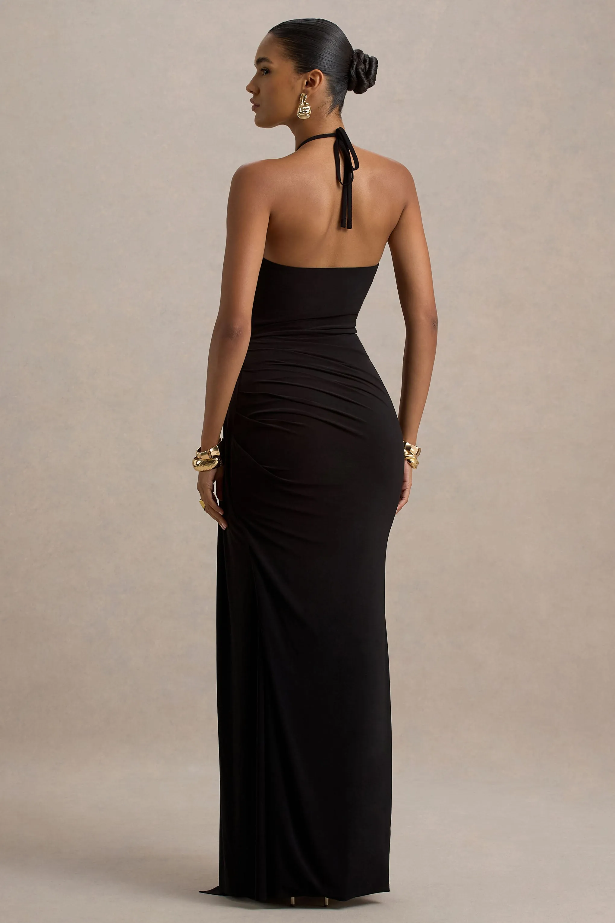 Mohito | Black Halter-Neck Cut-Out Maxi Dress With Split sold by Club L London product image thumbnail 2