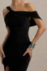 Nala | Black Asymmetric Maxi Dress With Split sold by Club L London