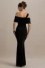 Nala | Black Asymmetric Maxi Dress With Split sold by Club L London