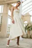 Candice | Cream Bandeau Volume Midi Dress With Back Bow Detail sold by Club L London