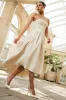 Candice | Cream Bandeau Volume Midi Dress With Back Bow Detail sold by Club L London