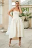 Candice | Cream Bandeau Volume Midi Dress With Back Bow Detail sold by Club L London