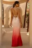 Lucie | Red Ombre Satin Cowl-Neck Maxi Dress sold by Club L London