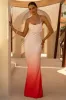 Lucie | Red Ombre Satin Cowl-Neck Maxi Dress sold by Club L London