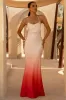 Lucie | Red Ombre Satin Cowl-Neck Maxi Dress sold by Club L London
