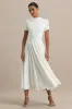 Vicky | White High Neck Midi Dress With Puff Sleeves sold by Club L London
