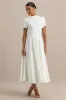 Vicky | White High Neck Midi Dress With Puff Sleeves sold by Club L London
