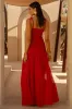 Maeva | Red Square-Neck Fishtail Maxi Dress With Ruched Detailing sold by Club L London