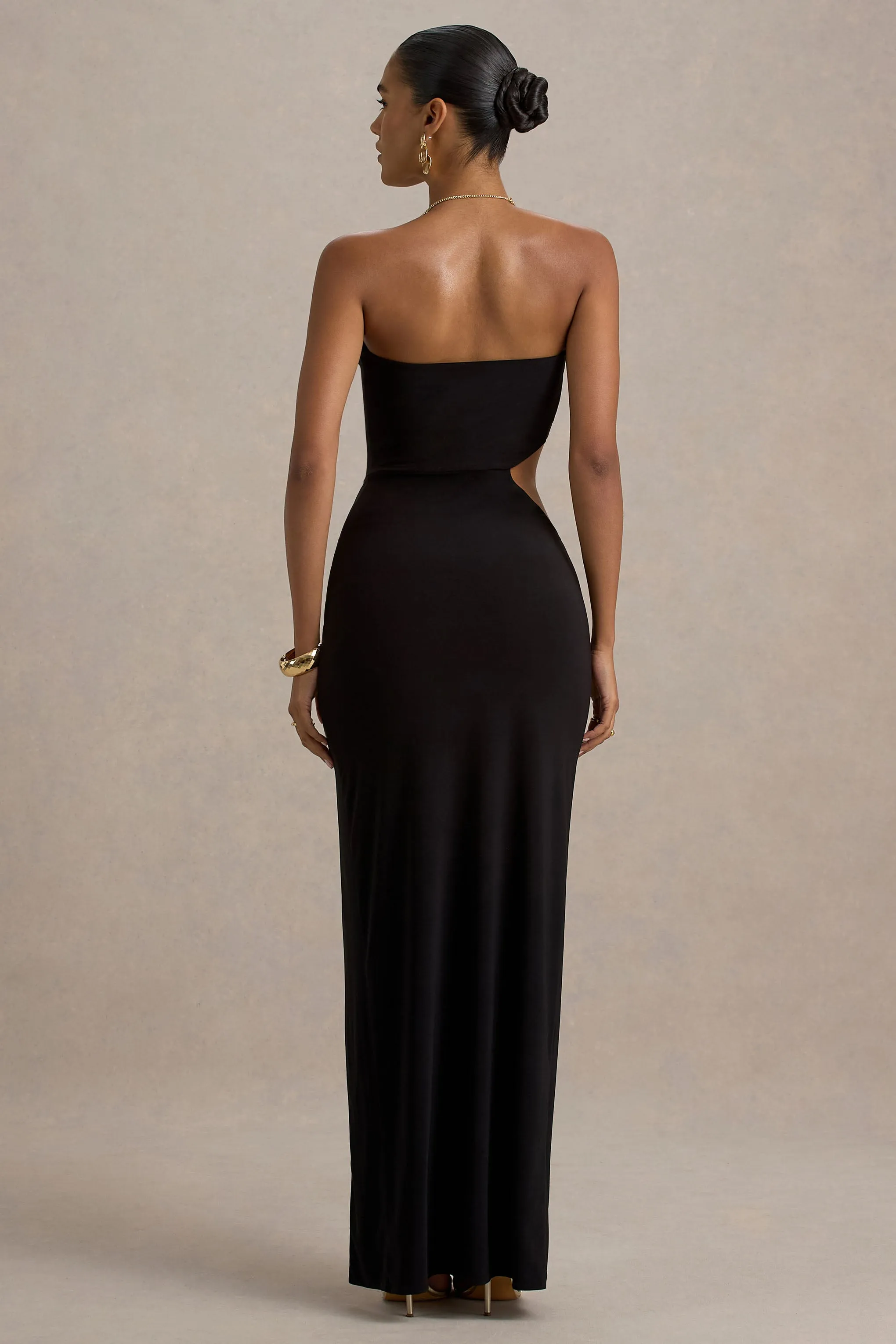 Feleicia | Black Sweetheart Cut-Out Maxi Dress With Split sold by Club L London product image thumbnail 2