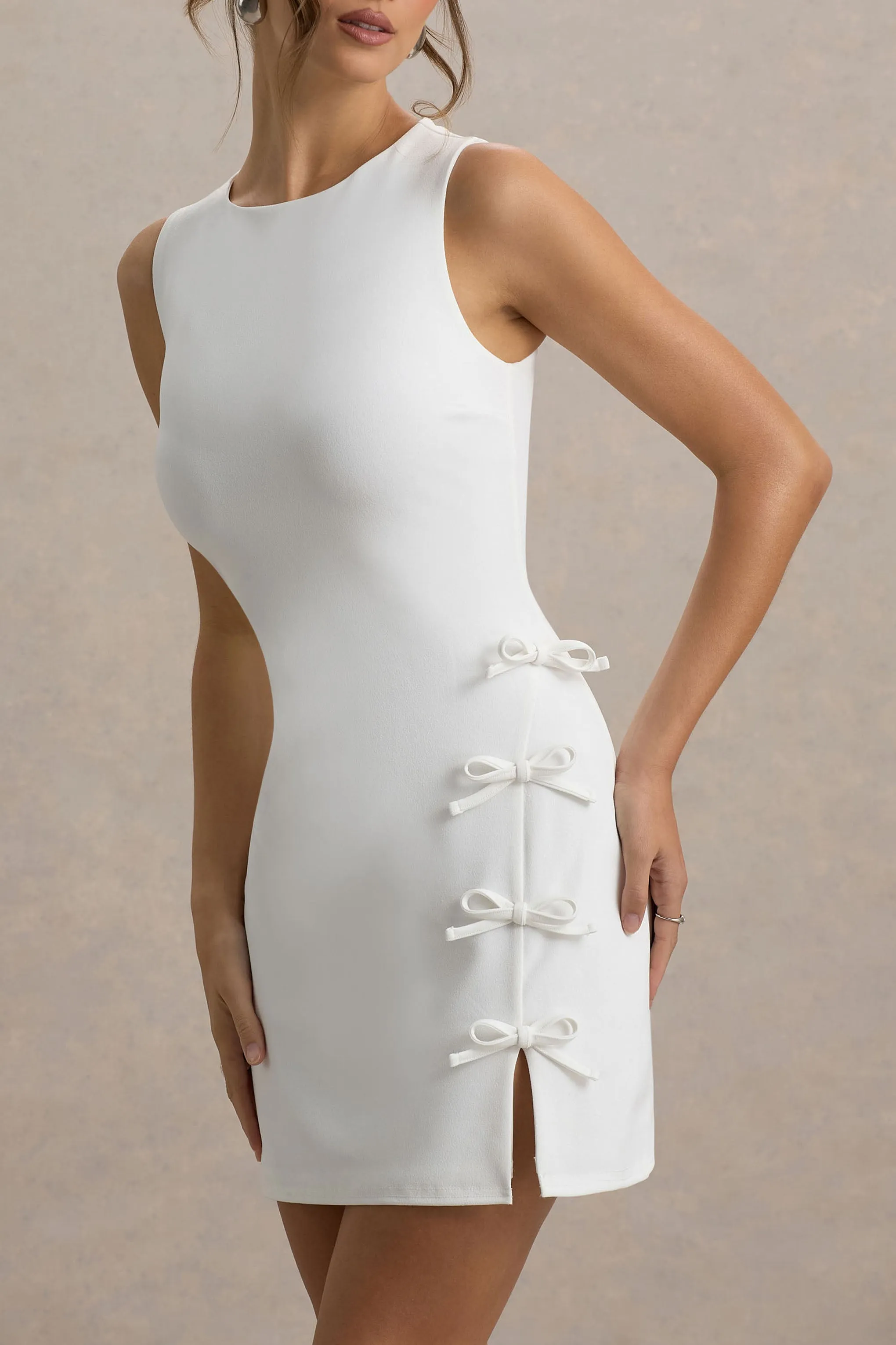Kalina | White Mini Dress With Bow Detail sold by Club L London product image thumbnail 3