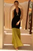 Edda | Black And Olive Plunge-Neck Maxi Dress With Open-Back sold by Club L London