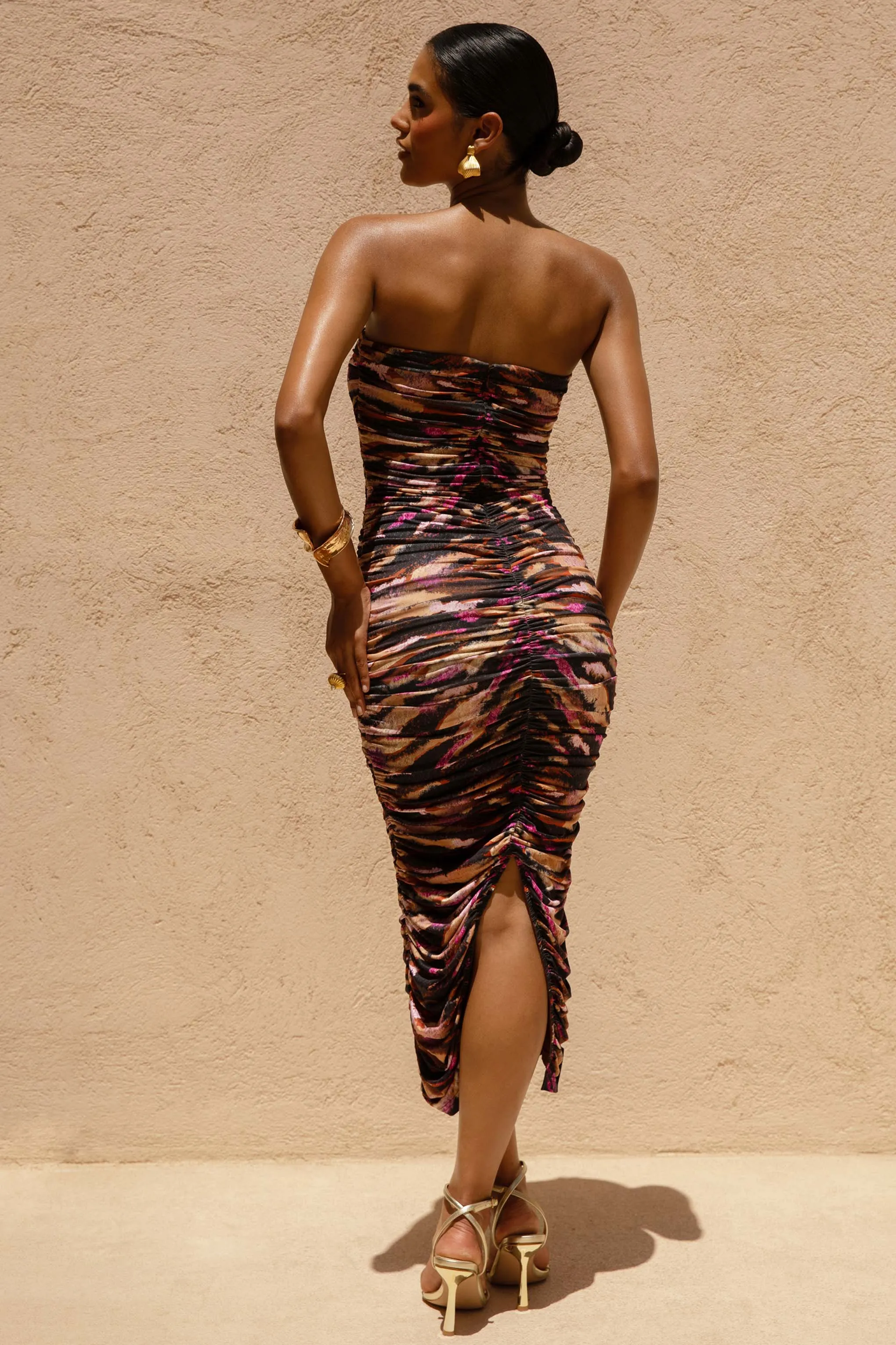Spontaneity | Zebra Print Bandeau Ruched Midi Dress sold by Club L London product image thumbnail 2