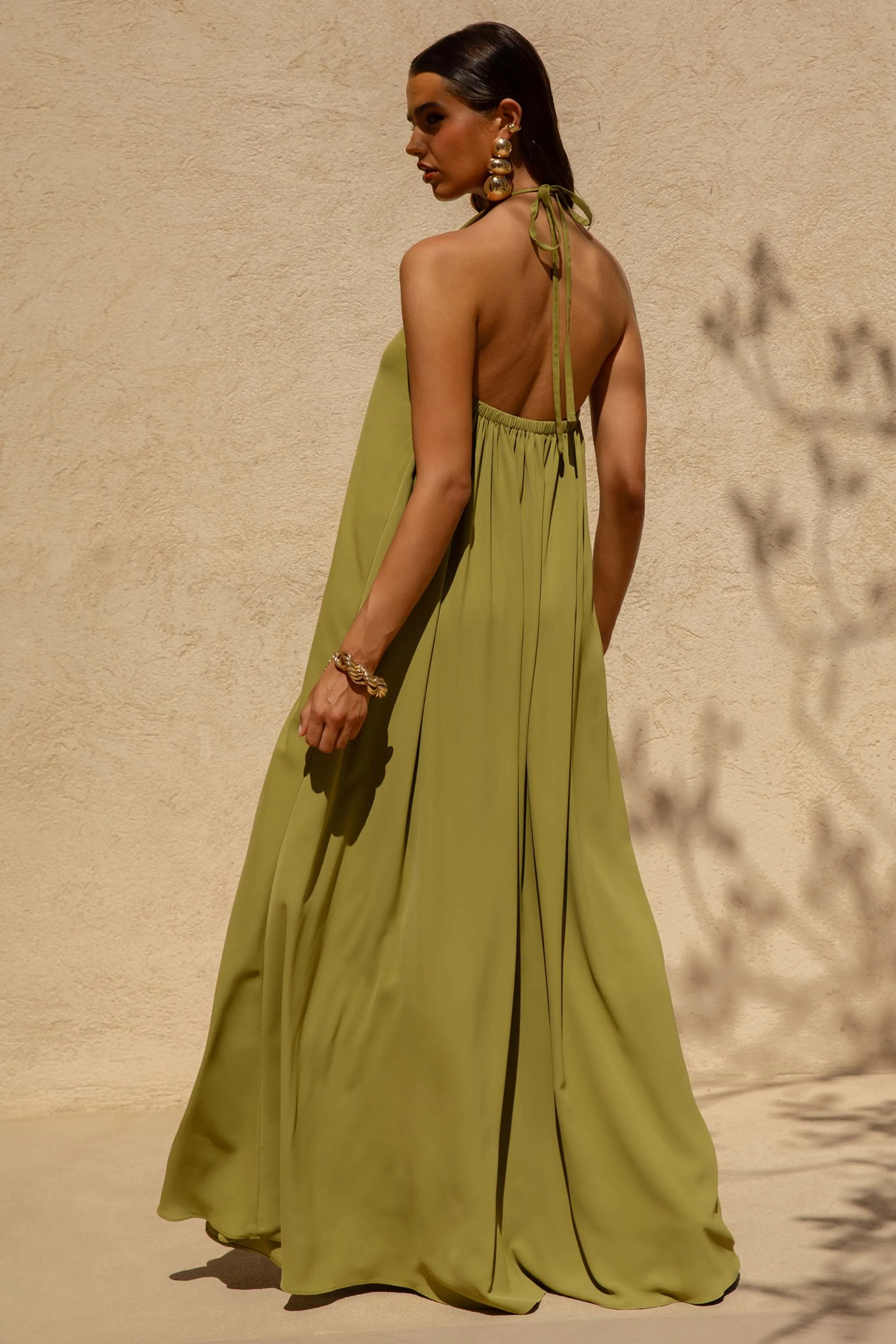 Zyon | Green High-Neck Maxi Dress with Cut-Out Details sold by Club L London product image thumbnail 2