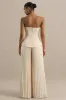 Feeling Good | Nude Bandeau Jumpsuit With Pleated Trouser sold by Club L London
