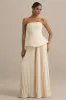 Feeling Good | Nude Bandeau Jumpsuit With Pleated Trouser sold by Club L London
