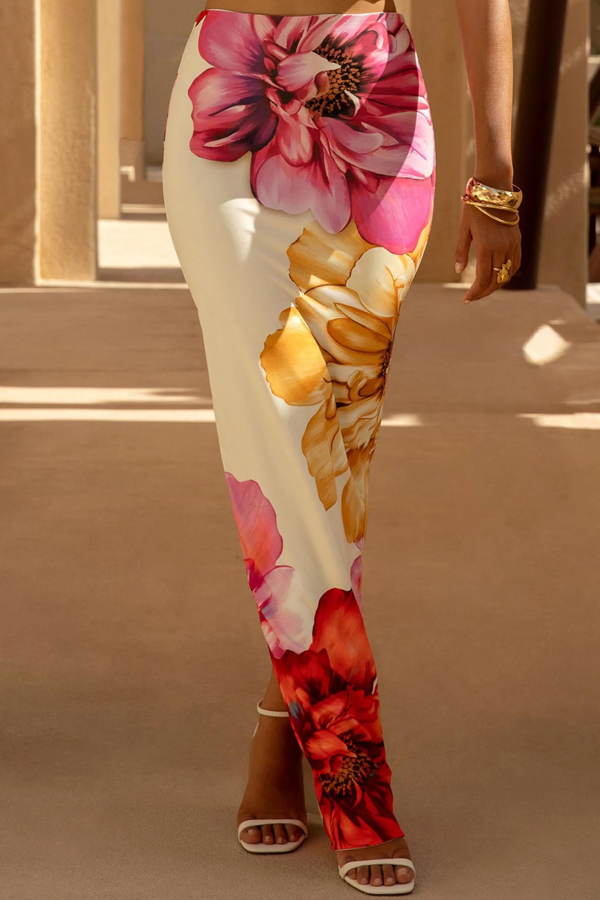 Clara | Large Multi Placement Floral Print Maxi Skirt sold by Club L London product image thumbnail 3