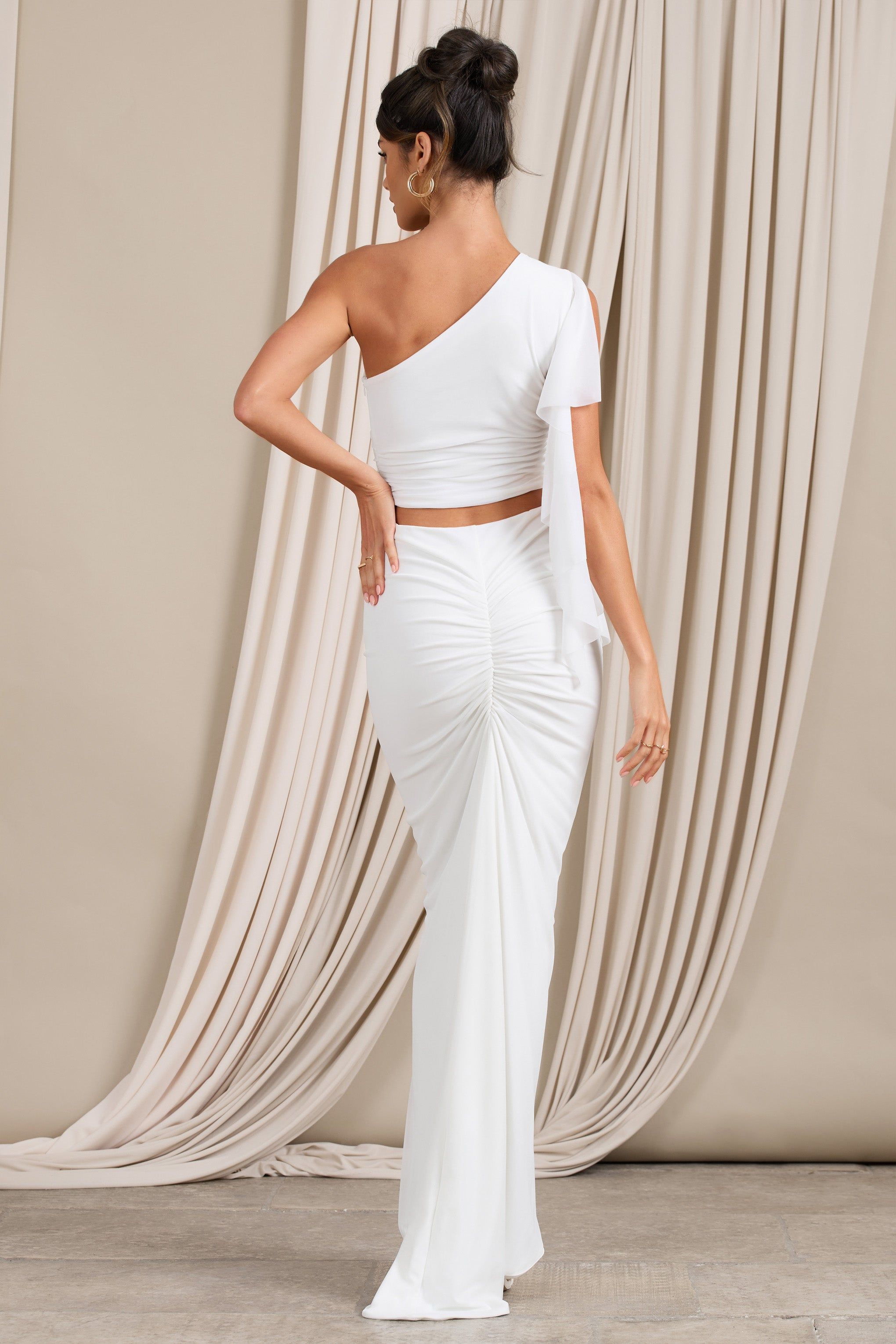 Raye | White High Bodycon Pencil Skirt sold by Club L London product image thumbnail 2