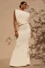 Meave | Lemon High Neck Maxi Dress With Draping Detail sold by Club L London
