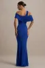 Nala | Blue Asymmetric Maxi Dress With Split sold by Club L London