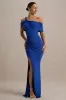 Nala | Blue Asymmetric Maxi Dress With Split sold by Club L London