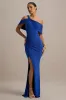 Nala | Blue Asymmetric Maxi Dress With Split sold by Club L London
