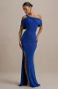 Nala | Blue Asymmetric Maxi Dress With Split sold by Club L London