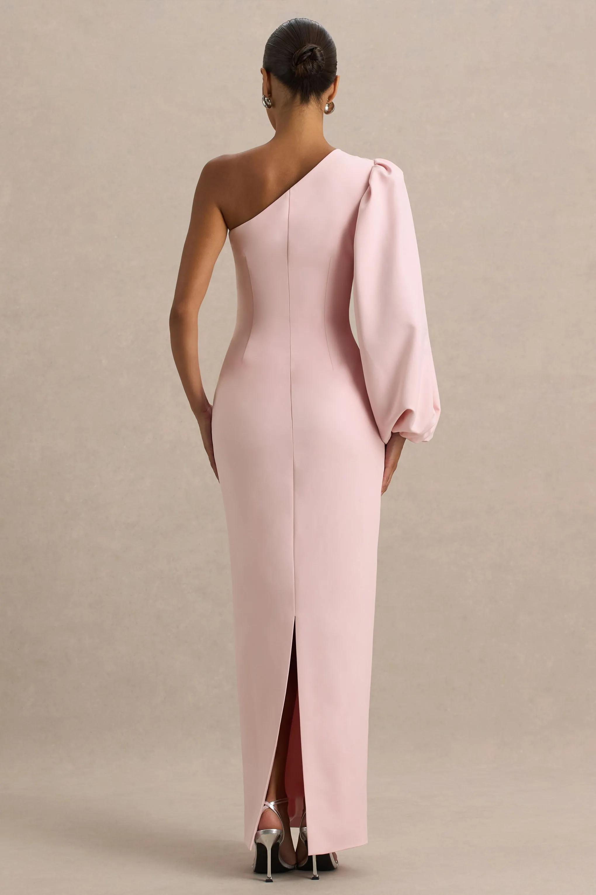Kellis | Pink Asymmetric Maxi Dress With Balloon Sleeve sold by Club L London product image thumbnail 2