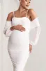 Announcement | White Maternity Ruched Mesh Maxi Dress sold by Club L London
